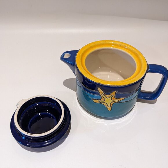 Vintage 90s Eduardo Vega Teapot – Ocean Beach Design with Starfish & Seashells - Picture 9 of 11
